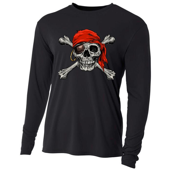 Jolly Roger Pirate Skull Crossbones Halloween Costume Cooling Performance Long Sleeve Crew