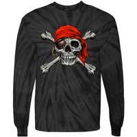 Jolly Roger Pirate Skull Crossbones Halloween Costume Tie-Dye Long Sleeve Shirt