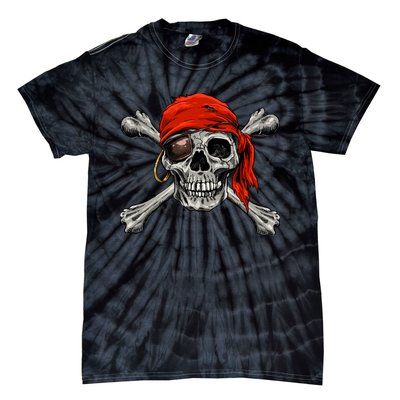 Jolly Roger Pirate Skull Crossbones Halloween Costume Tie-Dye T-Shirt