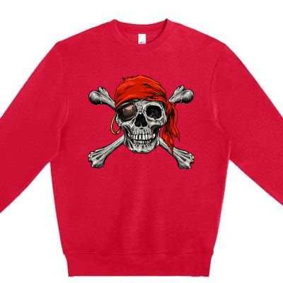 Jolly Roger Pirate Skull Crossbones Halloween Costume Premium Crewneck Sweatshirt