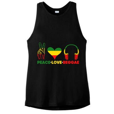 Jamaica Rastafarian Peace Love Reggae Music Rasta Ladies PosiCharge Tri-Blend Wicking Tank