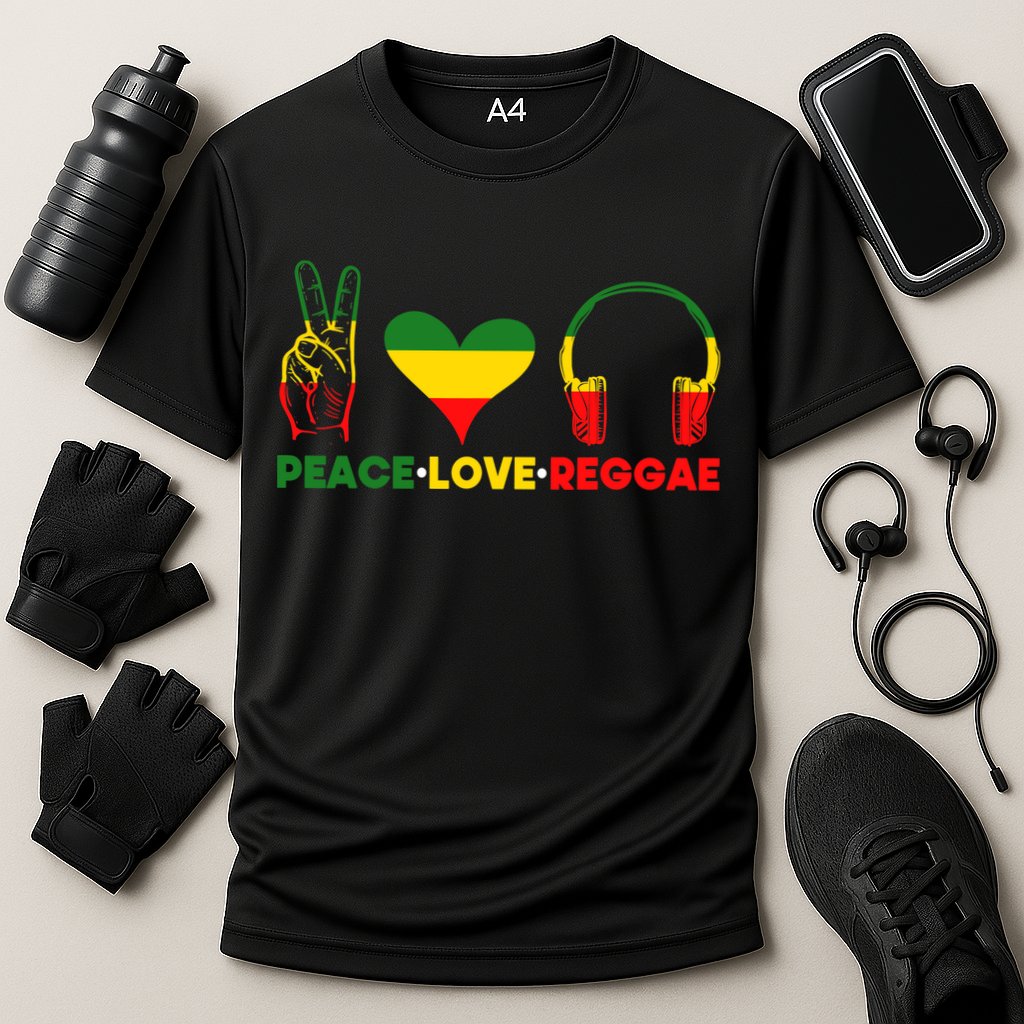 Jamaica Rastafarian Peace Love Reggae Music Rasta Cooling Performance Crew T-Shirt