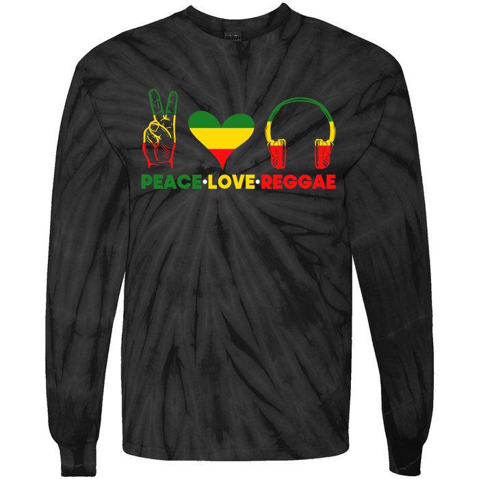 Jamaica Rastafarian Peace Love Reggae Music Rasta Tie-Dye Long Sleeve Shirt