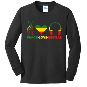 Jamaica Rastafarian Peace Love Reggae Music Rasta Kids Long Sleeve Shirt