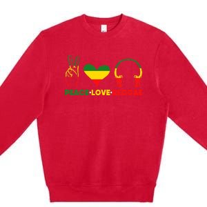 Jamaica Rastafarian Peace Love Reggae Music Rasta Premium Crewneck Sweatshirt