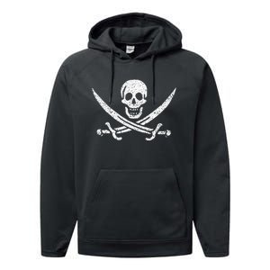 JOLLY ROGER PIRATE FLAG CALICO JACK HALLOWEEN COSTUME Performance Fleece Hoodie