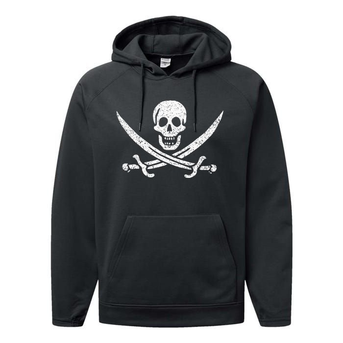 JOLLY ROGER PIRATE FLAG CALICO JACK HALLOWEEN COSTUME Performance Fleece Hoodie