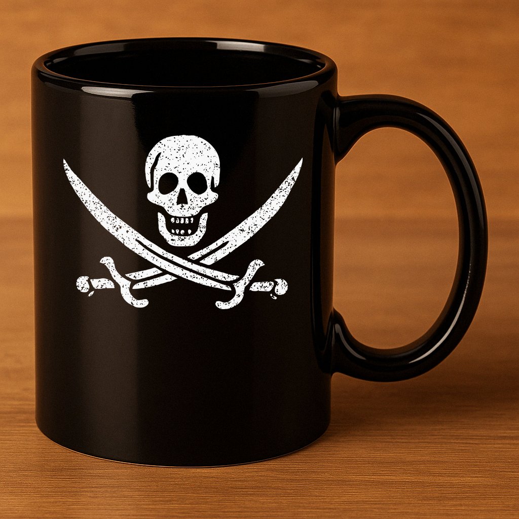 JOLLY ROGER PIRATE FLAG CALICO JACK HALLOWEEN COSTUME 11oz C Handle Ceramic Mug