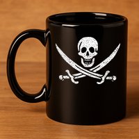 JOLLY ROGER PIRATE FLAG CALICO JACK HALLOWEEN COSTUME 11oz C Handle Ceramic Mug