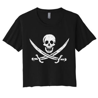JOLLY ROGER PIRATE FLAG CALICO JACK HALLOWEEN COSTUME Crop Top