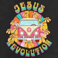 Jesus Revolution People Retro Van Bus Christian Faith 7 Panel Mesh Trucker Snapback Hat