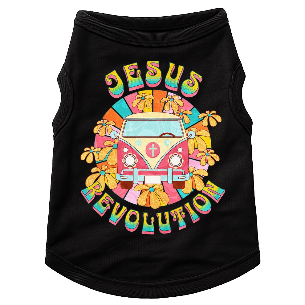 Jesus Revolution People Retro Van Bus Christian Faith Doggie Tank