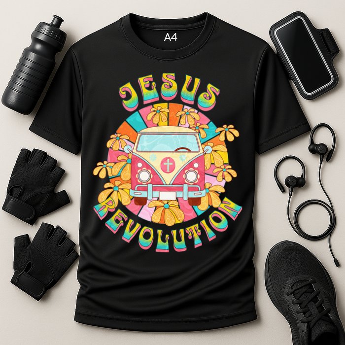 Jesus Revolution People Retro Van Bus Christian Faith Cooling Performance Crew T-Shirt
