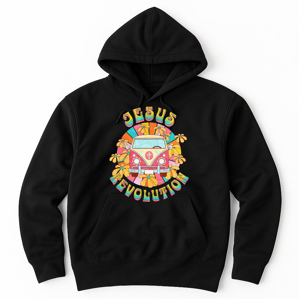 Jesus Revolution People Retro Van Bus Christian Faith Hoodie