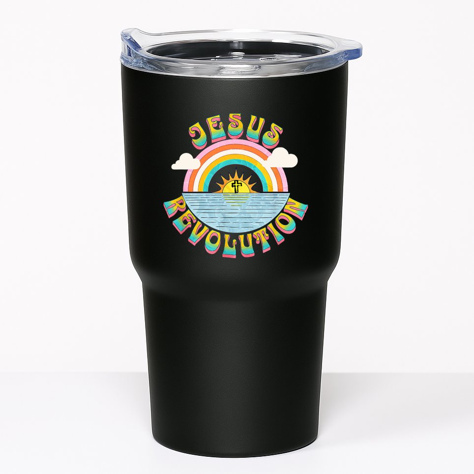 Jesus Revolution People Retro Sun Rainbow Christian Faith Tumbler