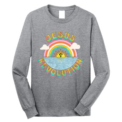 Jesus Revolution People Retro Sun Rainbow Christian Faith Long Sleeve Shirt