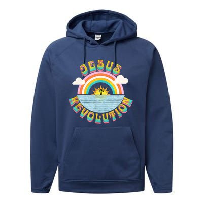 Jesus Revolution People Retro Sun Rainbow Christian Faith Performance Fleece Hoodie