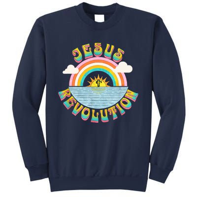 Jesus Revolution People Retro Sun Rainbow Christian Faith Sweatshirt