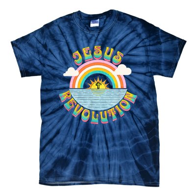 Jesus Revolution People Retro Sun Rainbow Christian Faith Tie-Dye T-Shirt