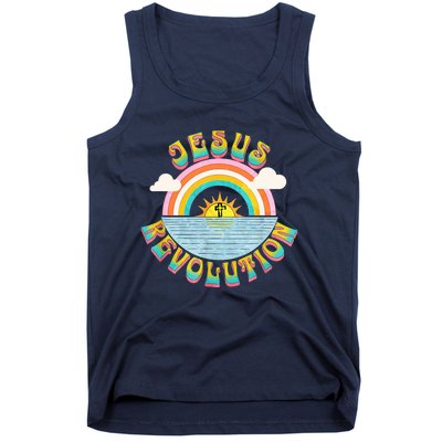 Jesus Revolution People Retro Sun Rainbow Christian Faith Tank Top