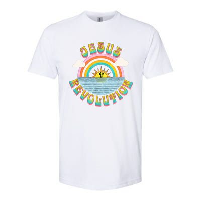 Jesus Revolution People Retro Sun Rainbow Christian Faith Softstyle® CVC T-Shirt