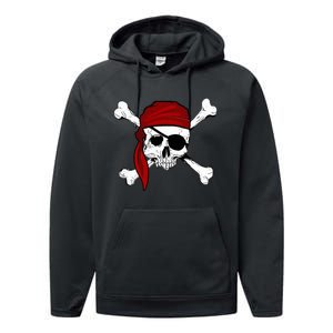 Jolly Roger Pirate Fun Pirates Skull And Cross Bones Performance Fleece Hoodie