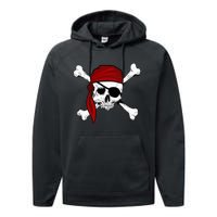 Jolly Roger Pirate Fun Pirates Skull And Cross Bones Performance Fleece Hoodie