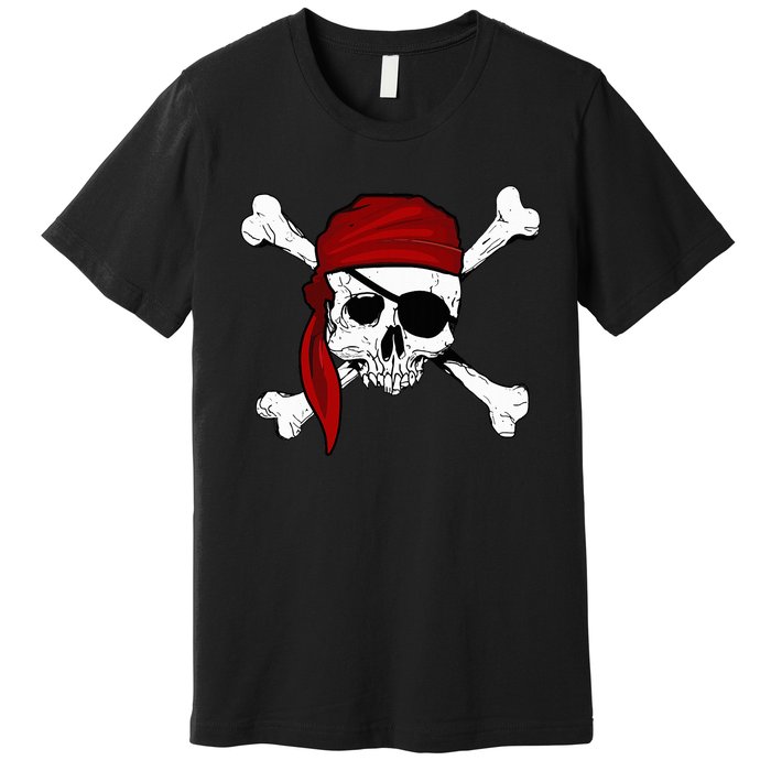 Jolly Roger Pirate Fun Pirates Skull And Cross Bones Premium T-Shirt