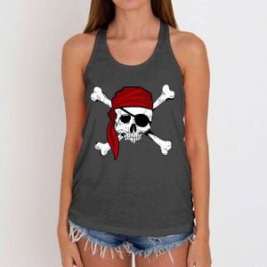 Jolly Roger Pirate Fun Pirates Skull And Cross Bones Women's Knotted Racerback Tank