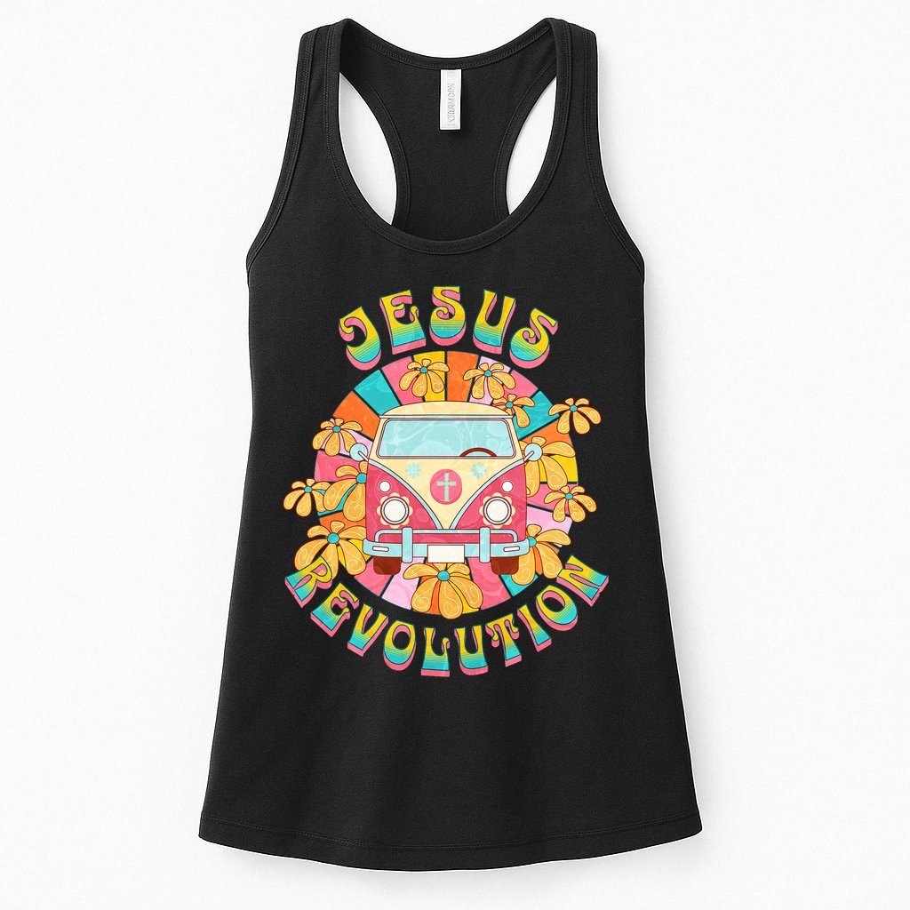 Jesus Revolution People Retro Van Bus Christian Faith Womens Tank Top