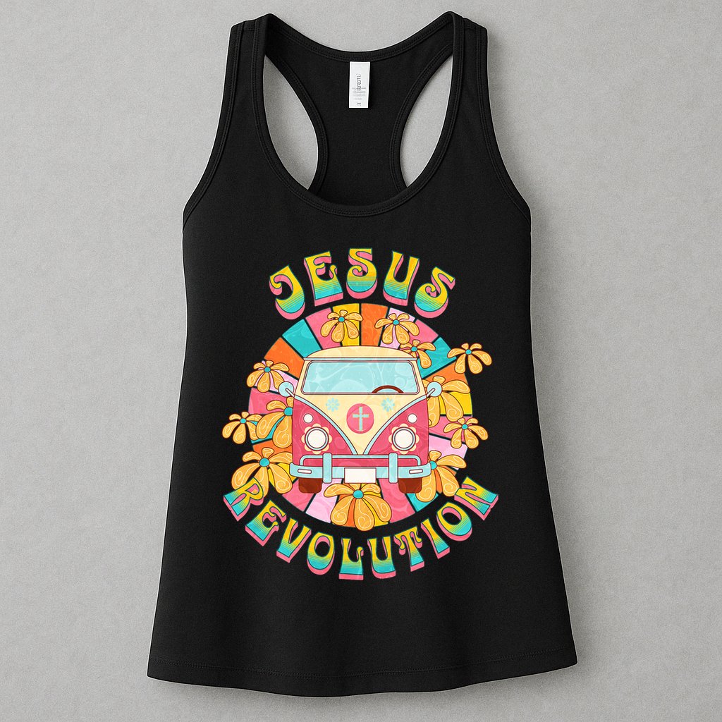 Jesus Revolution People Retro Van Bus Christian Faith Womens Tank Top