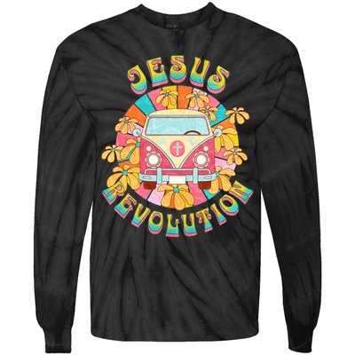 Jesus Revolution People Retro Van Bus Christian Faith Tie-Dye Long Sleeve Shirt