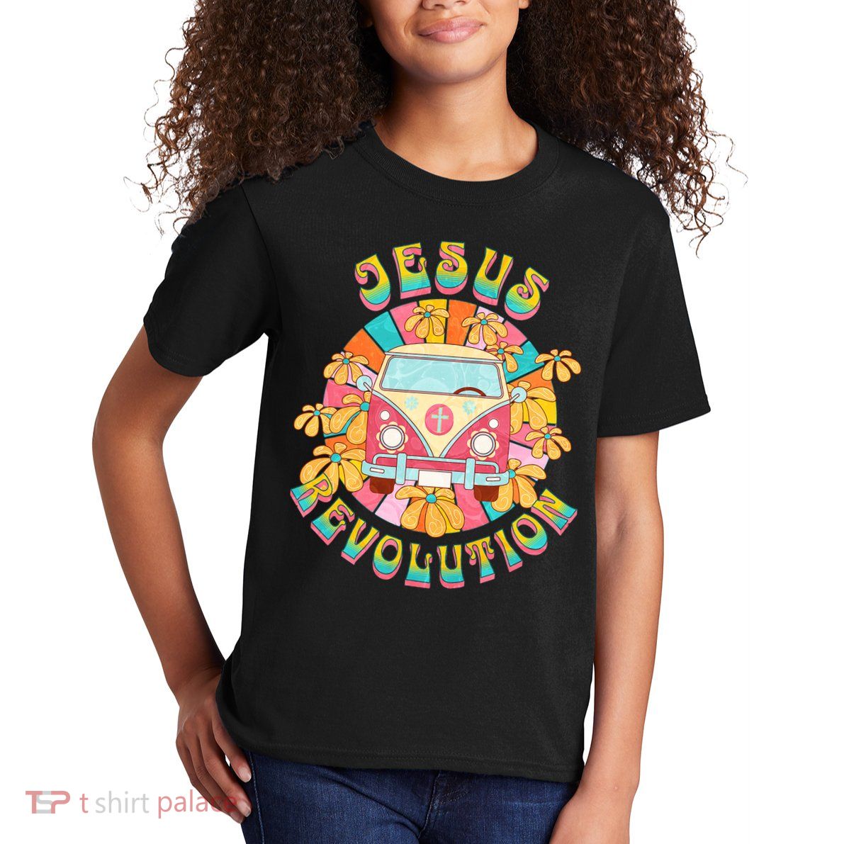 Jesus Revolution People Retro Van Bus Christian Faith Kids T-Shirt