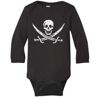 Jolly Roger Pirate Flag Calico Jack Halloween Costume Baby Long Sleeve Bodysuit