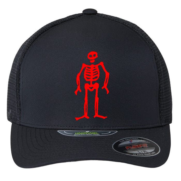 Jolly Roger Pirate Flag Edward Low Red Skeleton Flexfit Unipanel Trucker Cap