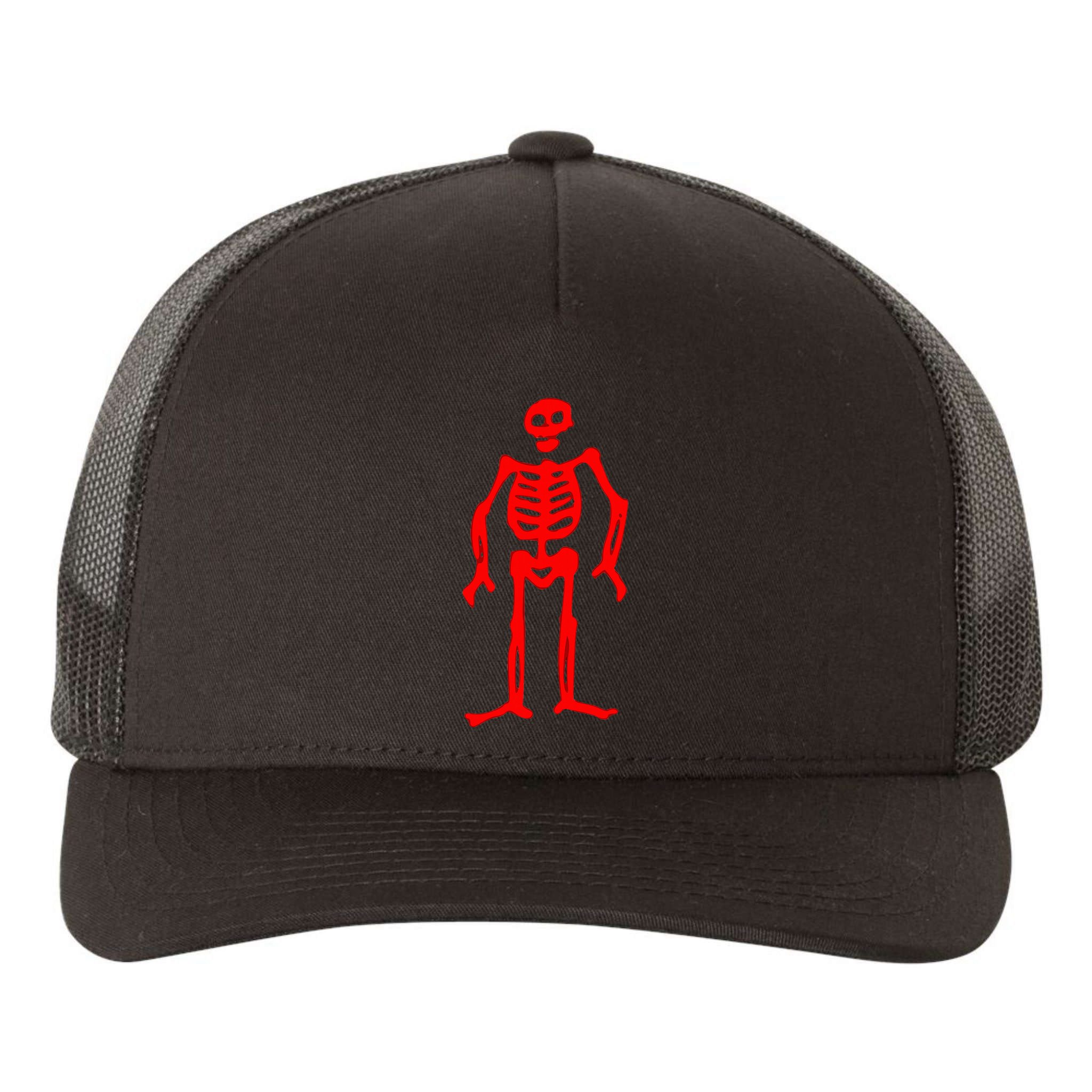 Jolly Roger Pirate Flag Edward Low Red Skeleton Yupoong Adult 5-Panel Trucker Hat