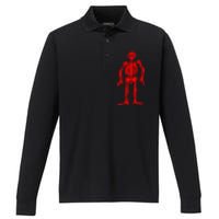 Jolly Roger Pirate Flag Edward Low Red Skeleton Performance Long Sleeve Polo