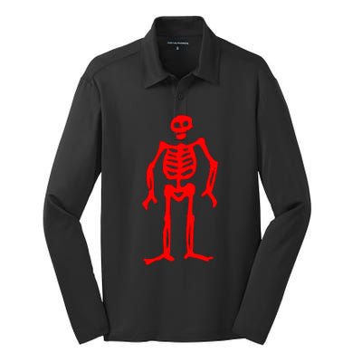 Jolly Roger Pirate Flag Edward Low Red Skeleton Silk Touch Performance Long Sleeve Polo