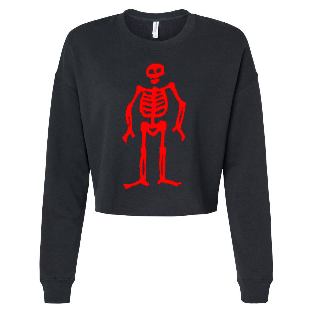 Jolly Roger Pirate Flag Edward Low Red Skeleton Cropped Pullover Crew