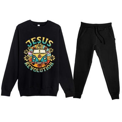 Jesus Revolution People Bus Christian Faith Costume Premium Crewneck Sweatsuit Set