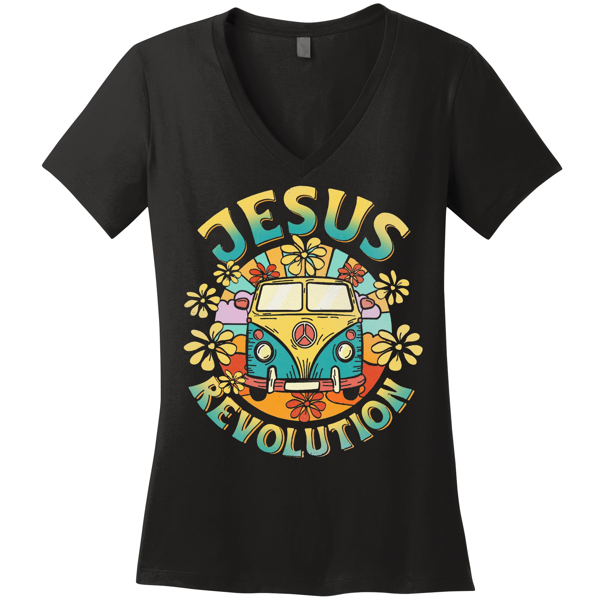 Jesus Revolution People Bus Christian Faith Costume Women's V-Neck T-Shirt
