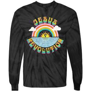 Jesus Revolution People Retro Sun Rainbow Christian Faith Tie-Dye Long Sleeve Shirt