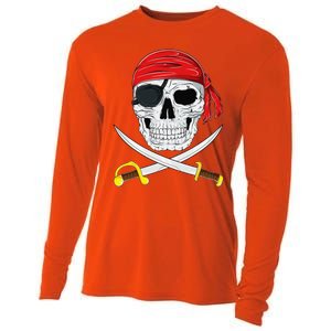 Jolly Roger Pirate Swords Halloween Costume Cooling Performance Long Sleeve Crew