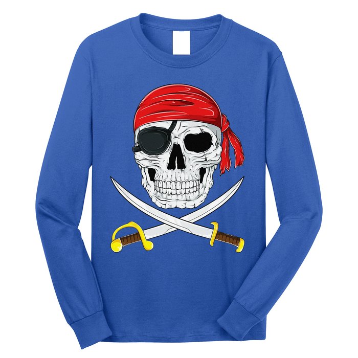 Jolly Roger Pirate Swords Halloween Costume Long Sleeve Shirt