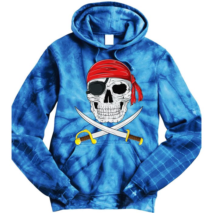 Jolly Roger Pirate Swords Halloween Costume Tie Dye Hoodie