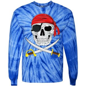 Jolly Roger Pirate Swords Halloween Costume Tie-Dye Long Sleeve Shirt