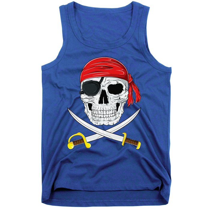 Jolly Roger Pirate Swords Halloween Costume Tank Top