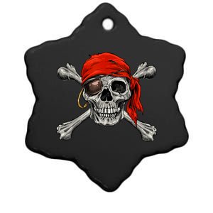 Jolly Roger Pirate Skull & Crossbones Halloween Ceramic Star Ornament