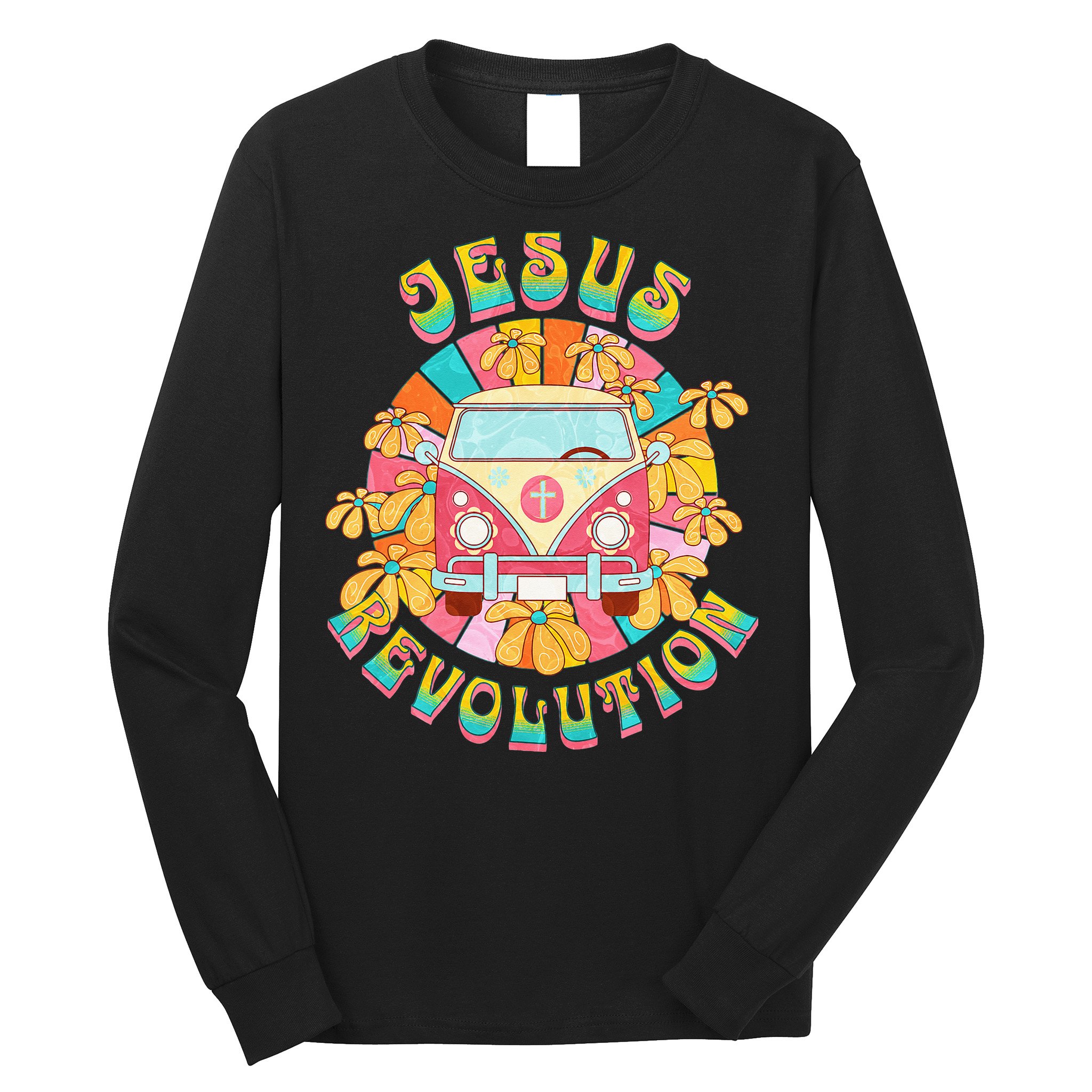 Jesus - Revolution People Retro Van Bus Christian Faith Long Sleeve Shirt