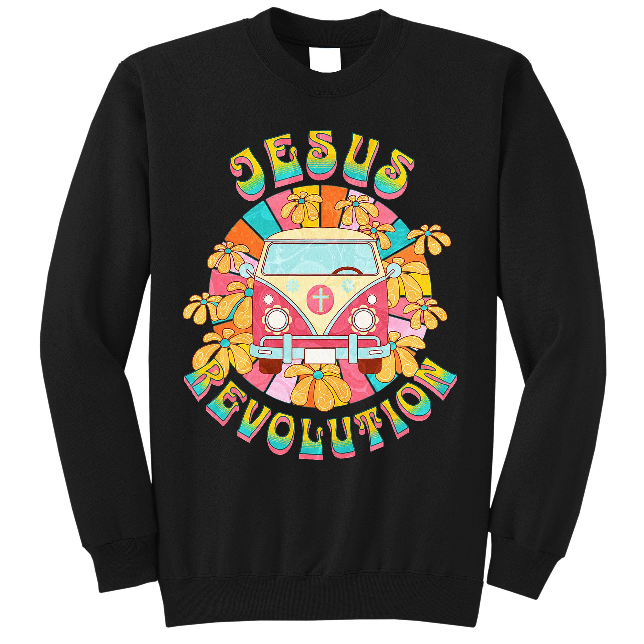 Jesus - Revolution People Retro Van Bus Christian Faith Sweatshirt